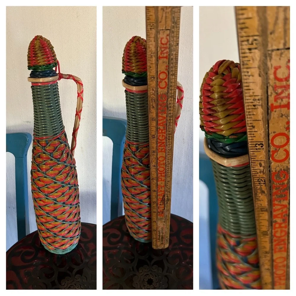 Vintage Scoubidou Glass Bottle Made In Spain